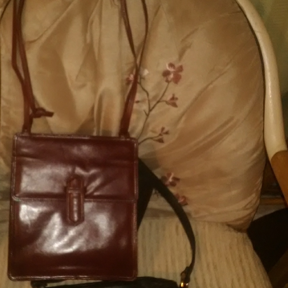 All leather reddish brown envelope purse